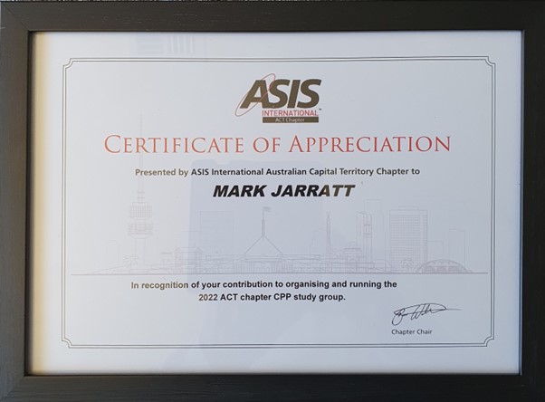 A picture of the ASIS award