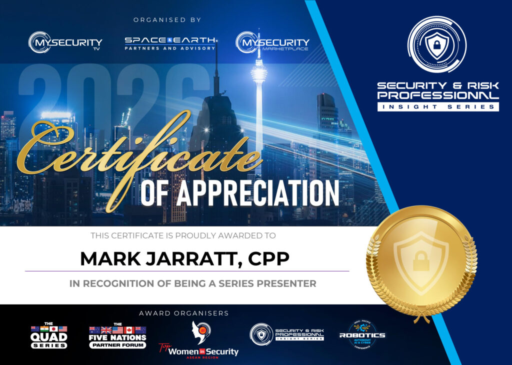 Industry advisory webinar certificate for ASIS Webinars